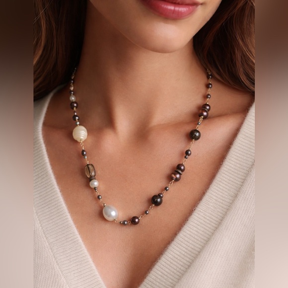 Jewelry - Fine Mixed Pearl Necklace|Baroque Pearls | Black Diamond | One Of A Kind
